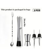 Professzionális rozsdamentes acél koktél shaker készlet (shaker és állvány nélkül)