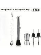 Professzionális rozsdamentes acél koktél shaker készlet (shaker és állvány nélkül)