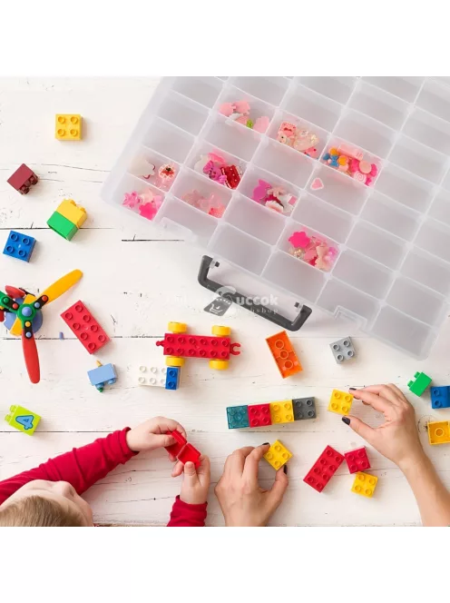 Sokoldalú 48-rekeszes átlátszó szervező doboz állítható válaszfalakkal