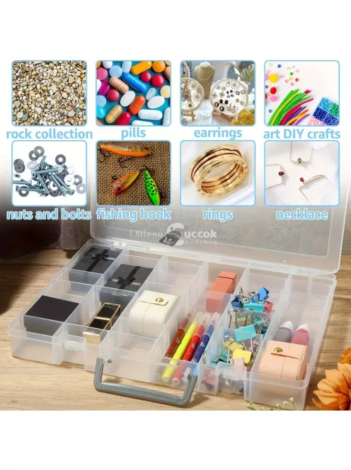 Sokoldalú 48-rekeszes átlátszó szervező doboz állítható válaszfalakkal