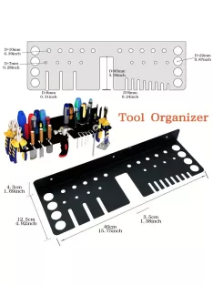  Nagy teherbírású fém falra szerelhető szerszámtartó állvány 14 résszel csavarhúzókhoz és fogókhoz