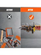 Nagy teherbírású fém falra szerelhető szerszámtartó állvány 14 résszel csavarhúzókhoz és fogókhoz