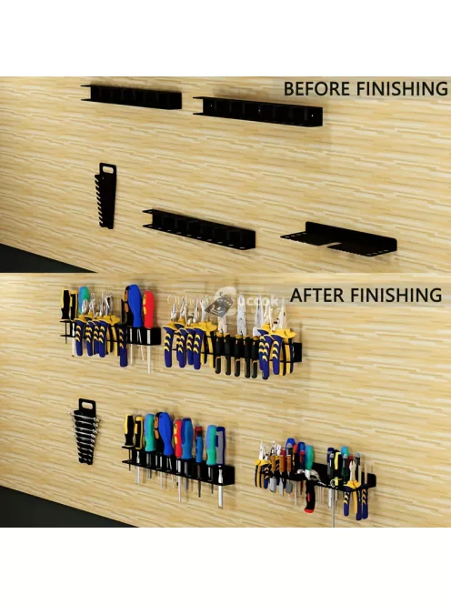 Nagy teherbírású fém falra szerelhető szerszámtartó állvány 14 résszel csavarhúzókhoz és fogókhoz