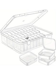   30 darabos átlátszó műanyag tárolódoboz készlet nagy szervezővel