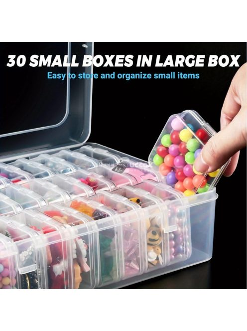 30 darabos átlátszó műanyag tárolódoboz készlet nagy szervezővel