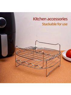   Rozsdamentes acélból készült légkeveréses sütőrács kiegészítő készlet