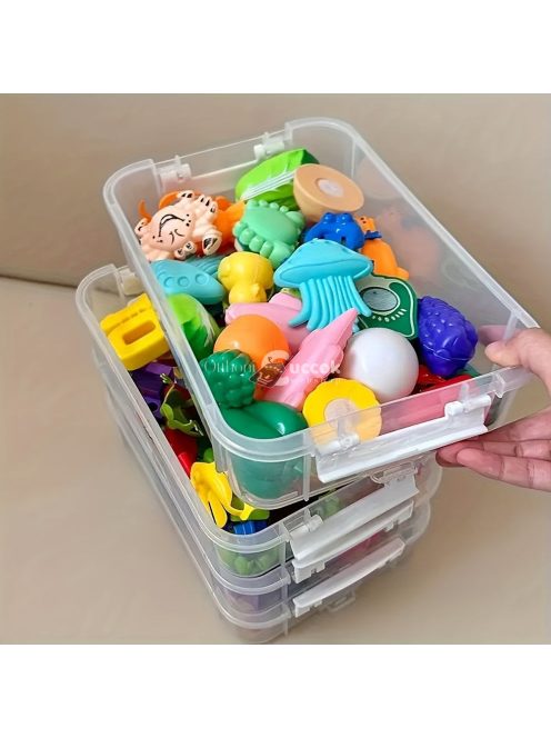 Extra Nagy 4 Szintes Átlátszó Műanyag Tárolódoboz Fedővel