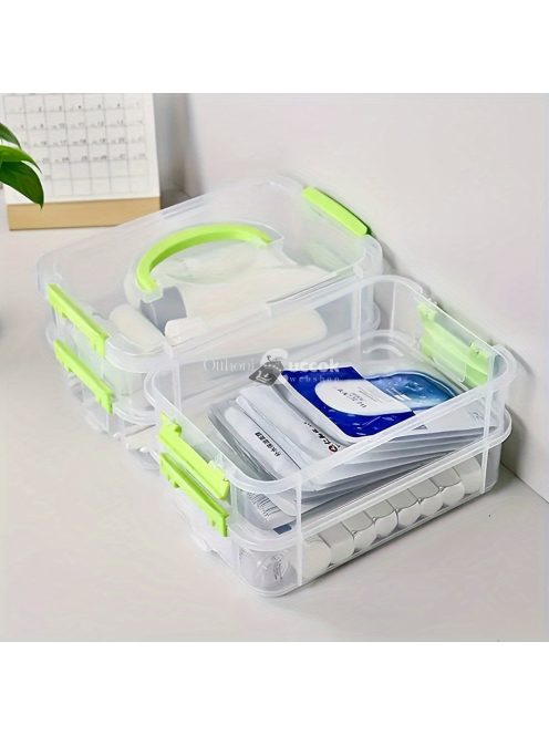 Extra Nagy 4 Szintes Átlátszó Műanyag Tárolódoboz Fedővel