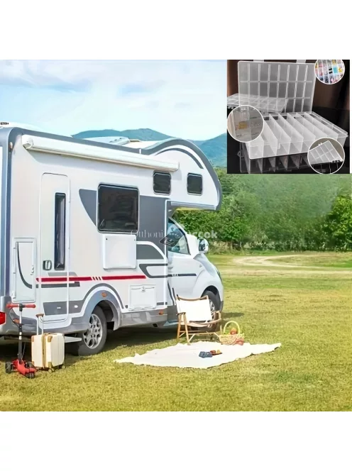 24 rekeszes, átlátszó műanyag tárolódoboz fedéllel