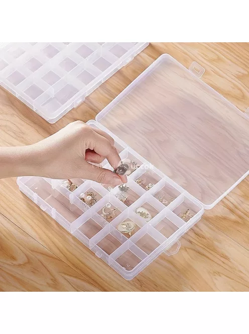 24 rekeszes, átlátszó műanyag tárolódoboz fedéllel