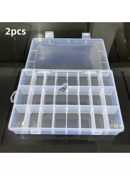 24 rekeszes, átlátszó műanyag tárolódoboz fedéllel