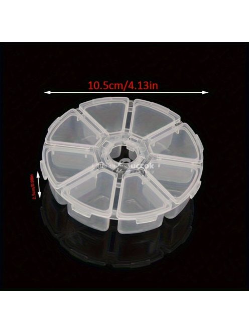 8-rekeszes kerek tárolószervező gyémántfestő eszközökhöz, ékszerekhez és apró tárgyakhoz