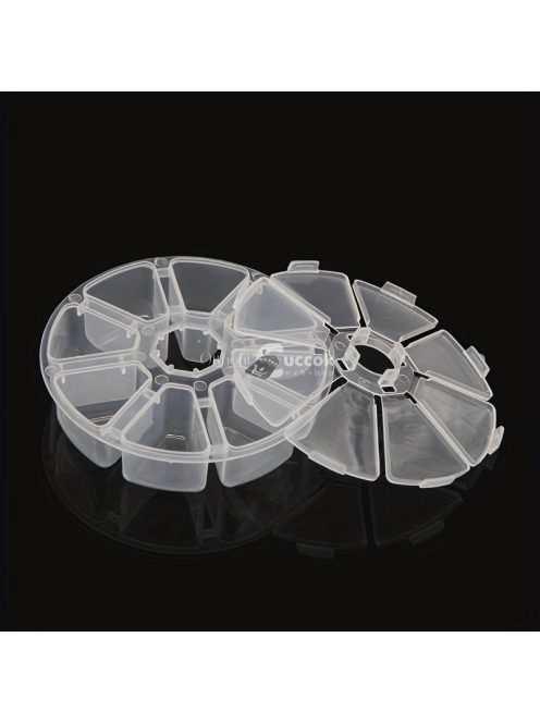 8-rekeszes kerek tárolószervező gyémántfestő eszközökhöz, ékszerekhez és apró tárgyakhoz