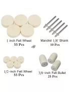 145 darabos filc polírozó készlet forgószerszámokhoz