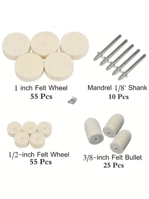 145 darabos filc polírozó készlet forgószerszámokhoz