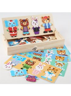   Fa állatos öltöztetős puzzle, logikus gondolkodást fejlesztő játék