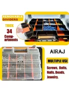 Kétoldalas Alkatrészdoboz, 34 Rekeszes Tárolódoboz