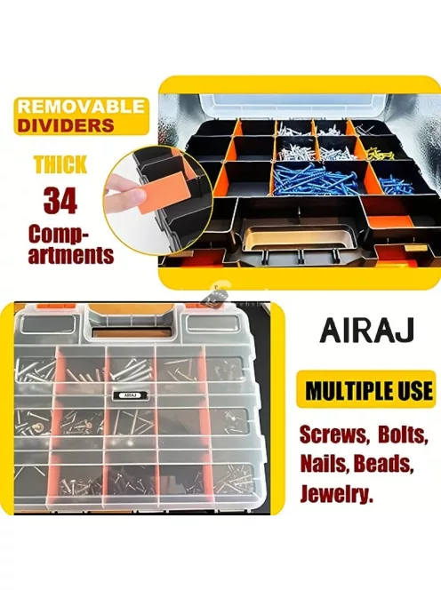 Kétoldalas Alkatrészdoboz, 34 Rekeszes Tárolódoboz