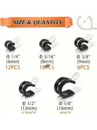 44 darabos rozsdamentes acél kábelcsipesz készlet gumimarkolattal