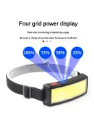 USB-vel Tölthető Ultra-Fényes COB Árnyékoló Fejlámpa Hosszú Akkumulátor Élettartammal