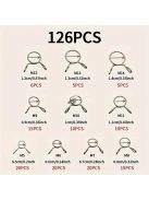 126 darabos rugós tömlőbilincs készlet öntözőtömlőkhöz, levegőcsövekhez