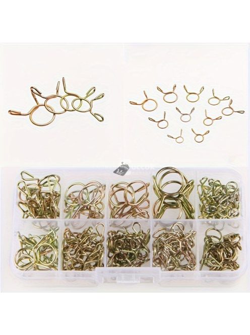 126 darabos rugós tömlőbilincs készlet öntözőtömlőkhöz, levegőcsövekhez