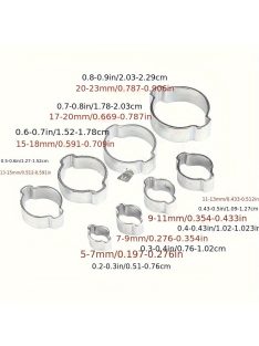   48 db-os Cinkbevonatú Rozsdamentes Acél Dupla Fülű Tömlőbilincs Készlet