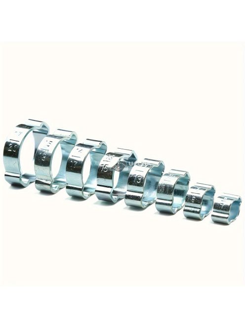 48 db-os Cinkbevonatú Rozsdamentes Acél Dupla Fülű Tömlőbilincs Készlet