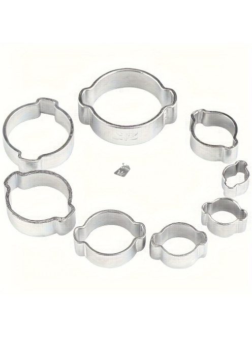 48 db-os Cinkbevonatú Rozsdamentes Acél Dupla Fülű Tömlőbilincs Készlet