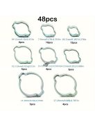 48 db-os Cinkbevonatú Rozsdamentes Acél Dupla Fülű Tömlőbilincs Készlet