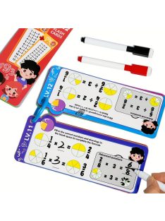   Matematikai Kártya Készlet - Összeadás, Kivonás, Szorzás, Osztás és Tört Önellenőrző Tanulóeszköz