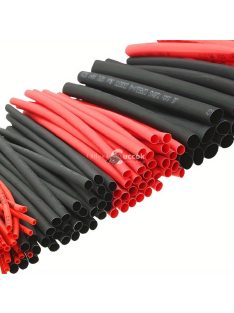   127 darabos fekete és piros hőre zsugorodó, 2:1 méretarányú polietilén kábelhüvely kábelkötegelő készlet