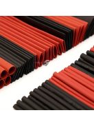 127 darabos fekete és piros hőre zsugorodó, 2:1 méretarányú polietilén kábelhüvely kábelkötegelő készlet