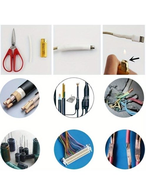 127 darabos fekete és piros hőre zsugorodó, 2:1 méretarányú polietilén kábelhüvely kábelkötegelő készlet