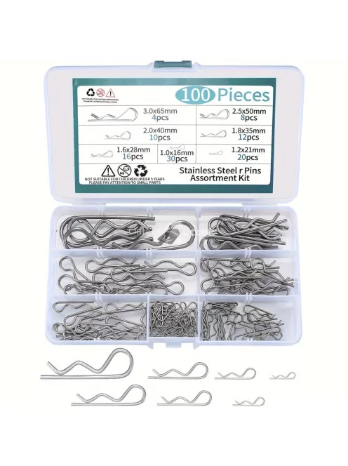 100db Sasszeg Készlet, Rozsdamentes Acél R Kapcsok Rugós Rögzítő Kapcsok