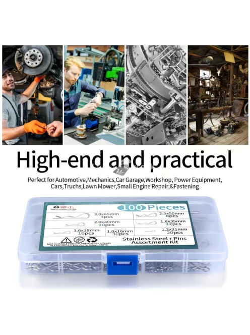 100db Sasszeg Készlet, Rozsdamentes Acél R Kapcsok Rugós Rögzítő Kapcsok