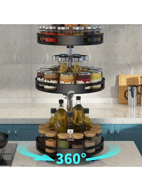 3 szintes többcélú forgó konyhai eszköz rendszerező