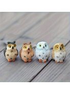 Miniatűr gyanta bagoly dekoráció szett