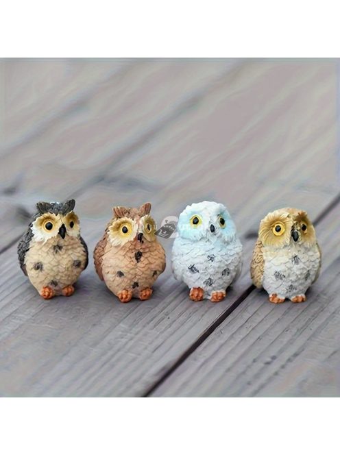 Miniatűr gyanta bagoly dekoráció szett