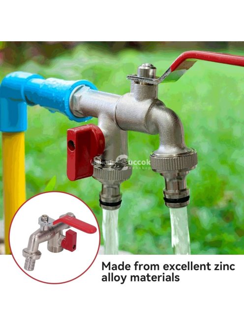 Kiváló minőségű rozsdamentes acélból készült, kettős kivezetésű kerti csap