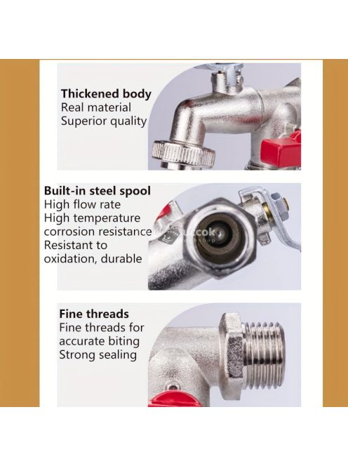 Kiváló minőségű rozsdamentes acélból készült, kettős kivezetésű kerti csap