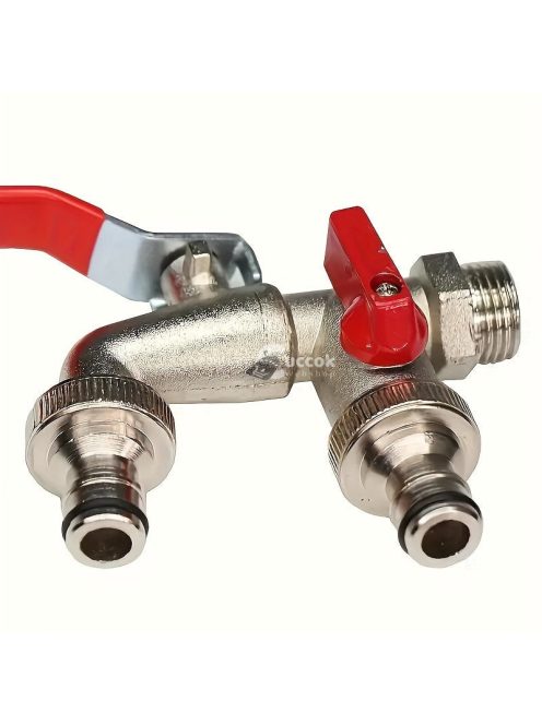 Kiváló minőségű rozsdamentes acélból készült, kettős kivezetésű kerti csap