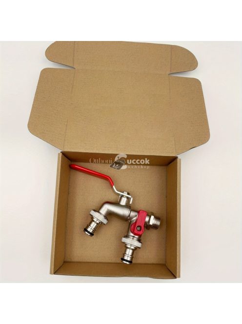 Kiváló minőségű rozsdamentes acélból készült, kettős kivezetésű kerti csap