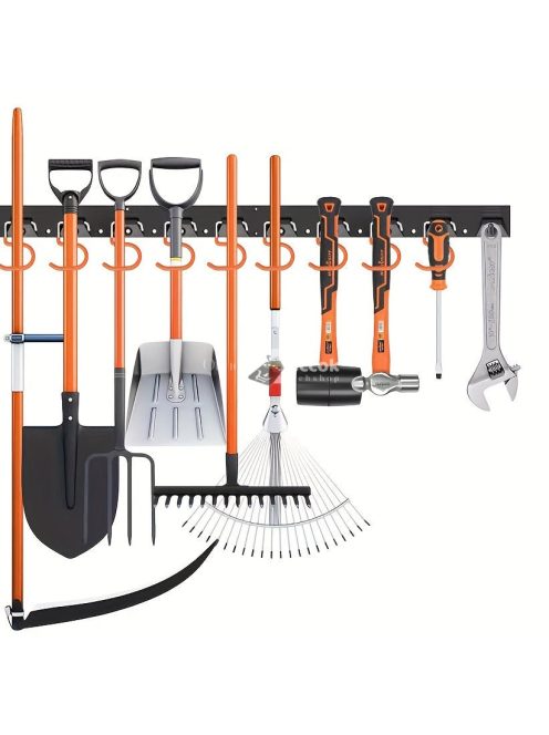 4db Fém kerti szerszám-rendező, állítható garázsfali rendszerező és tároló