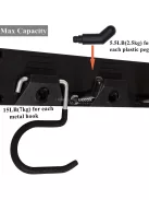 4db Fém kerti szerszám-rendező, állítható garázsfali rendszerező és tároló
