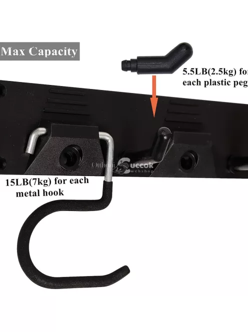 4db Fém kerti szerszám-rendező, állítható garázsfali rendszerező és tároló