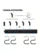 4db Fém kerti szerszám-rendező, állítható garázsfali rendszerező és tároló