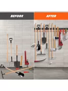 4db Fém kerti szerszám-rendező, állítható garázsfali rendszerező és tároló