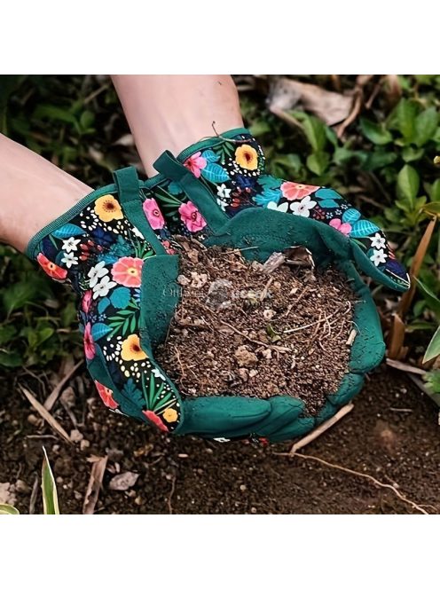 Virágmintás poliészter kerti kesztyű