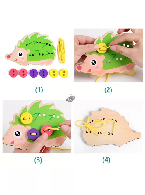 a sünis fűzőtábla, fűzős cipőfűző játék, finommotorika fejlesztés